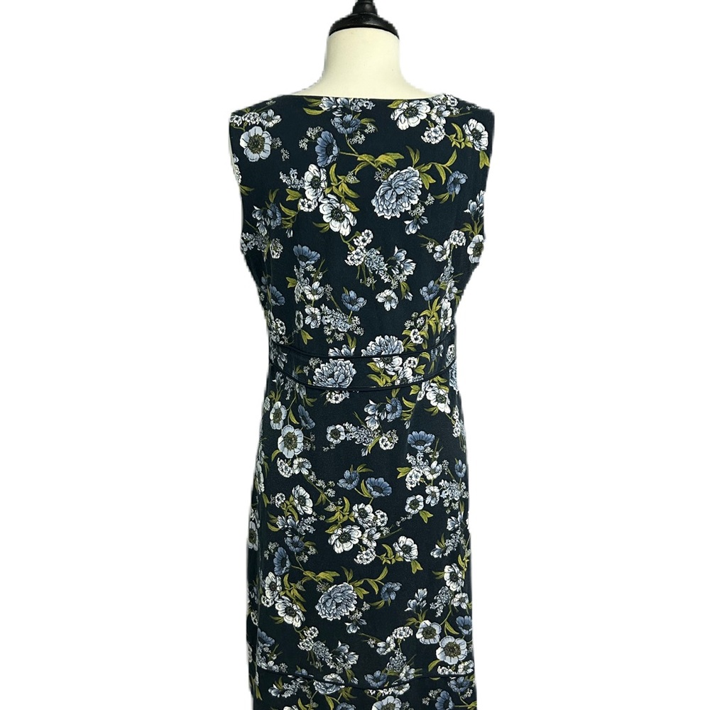 J Jill Womens Wearever Collection Dress Sz M Blue Floral Print Sleeveless Event - Picture 2 of 5
